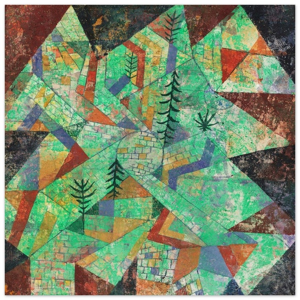 Paul Klee Wald Bau ( Forest construction ) abstract painting. Fine art print and canvas available. High quality remastered artwork wallart