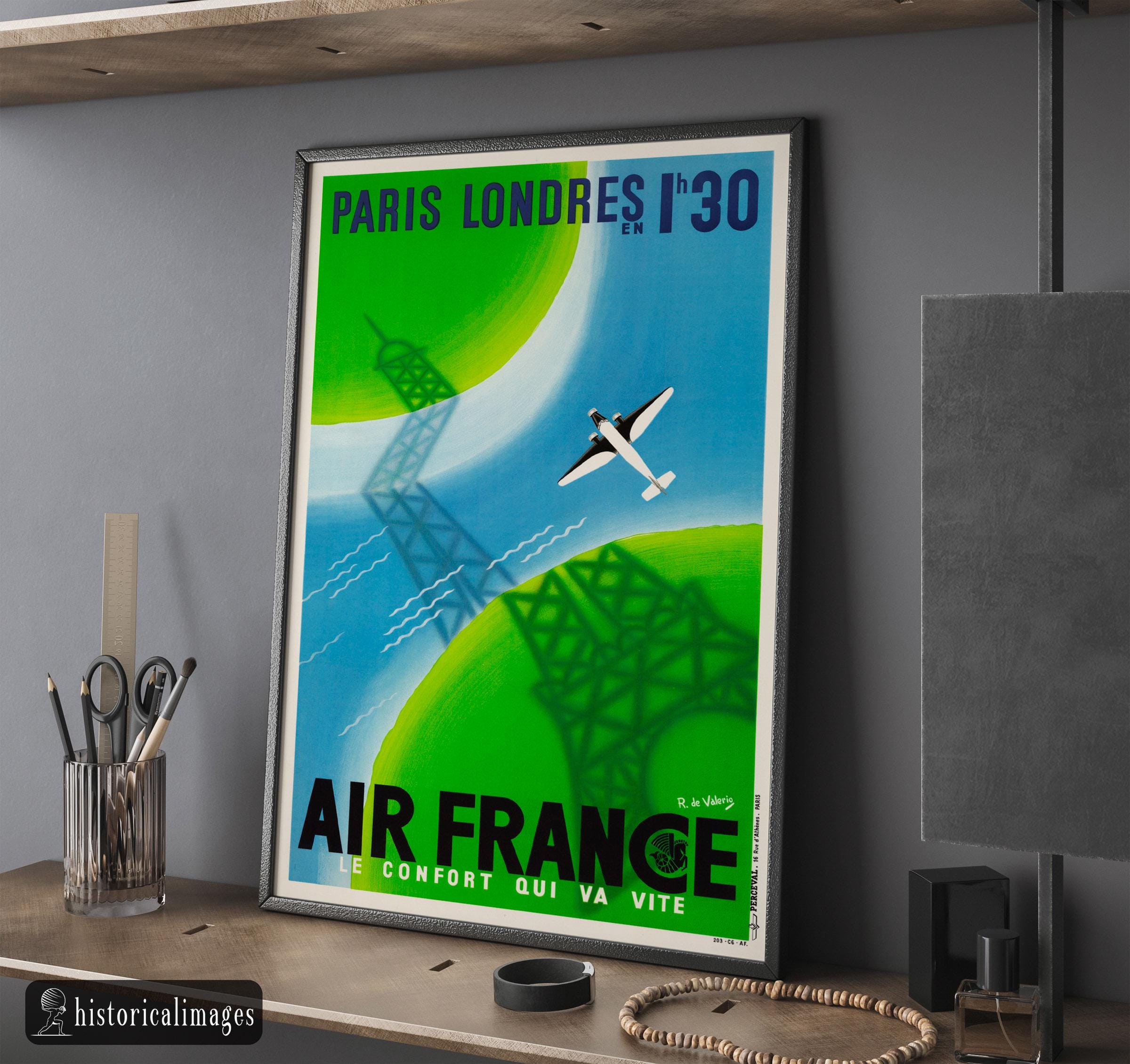 Air France Paris Londres Vintage Advertisng by Roger De Valerio