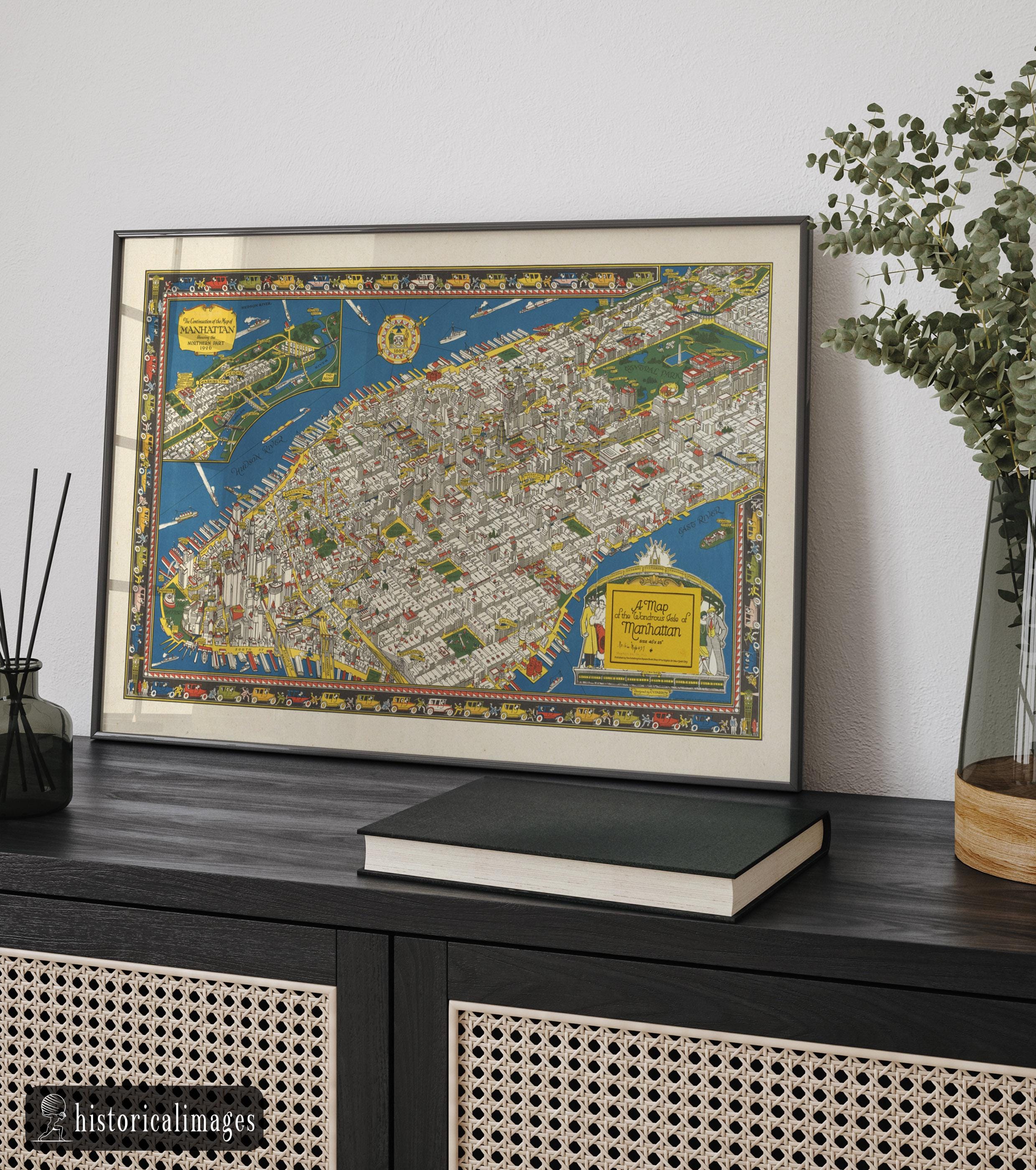 ニューヨーク市マンハッタンの古地図。1920年代のマンハッタンを再現
