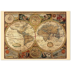 1651 Ancient world map poster reproduction