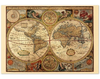 1651 Ancient world map poster reproduction