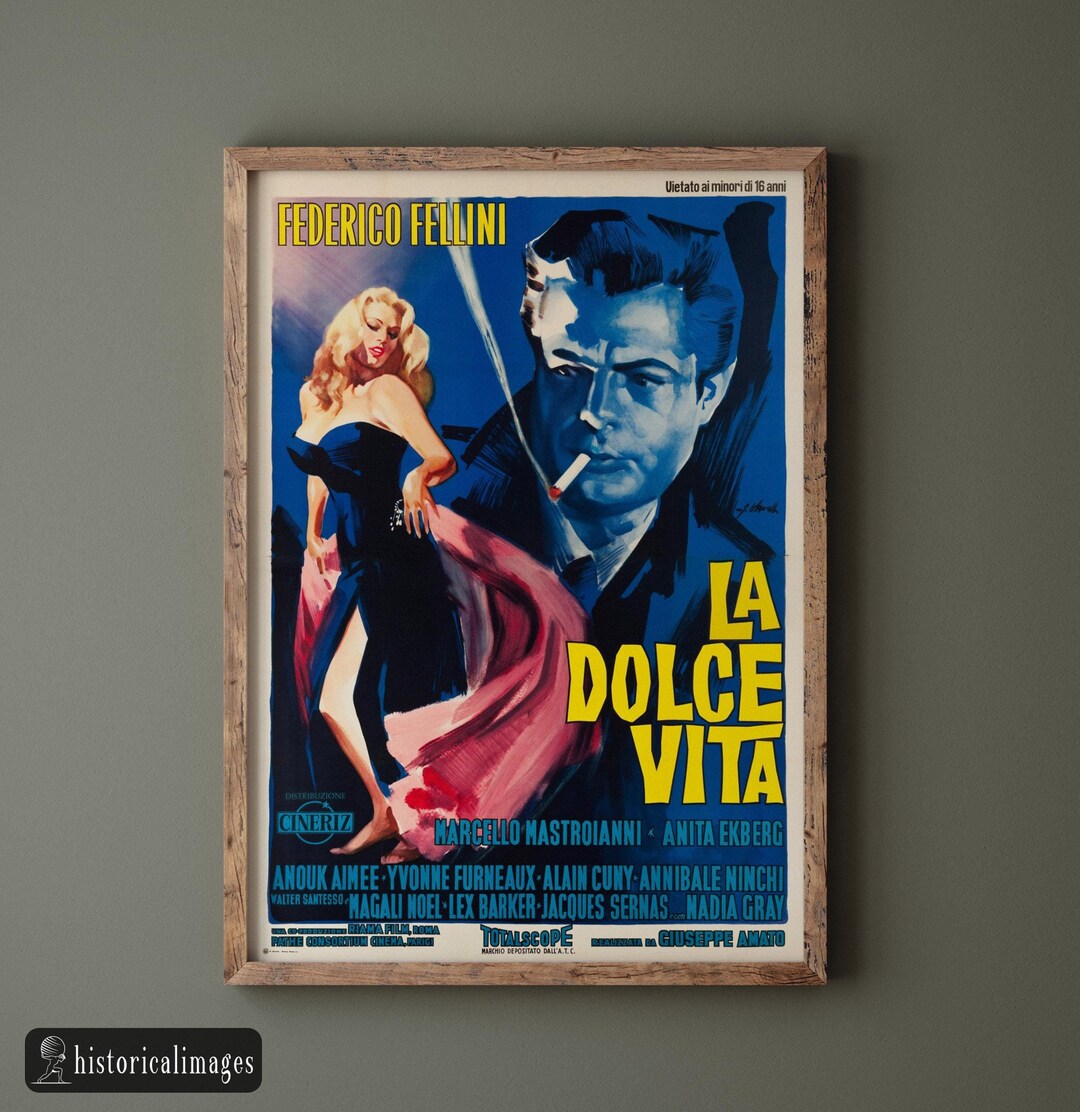 Federico Fellini La Dolce Vita Historic Movie Poster Reproduction