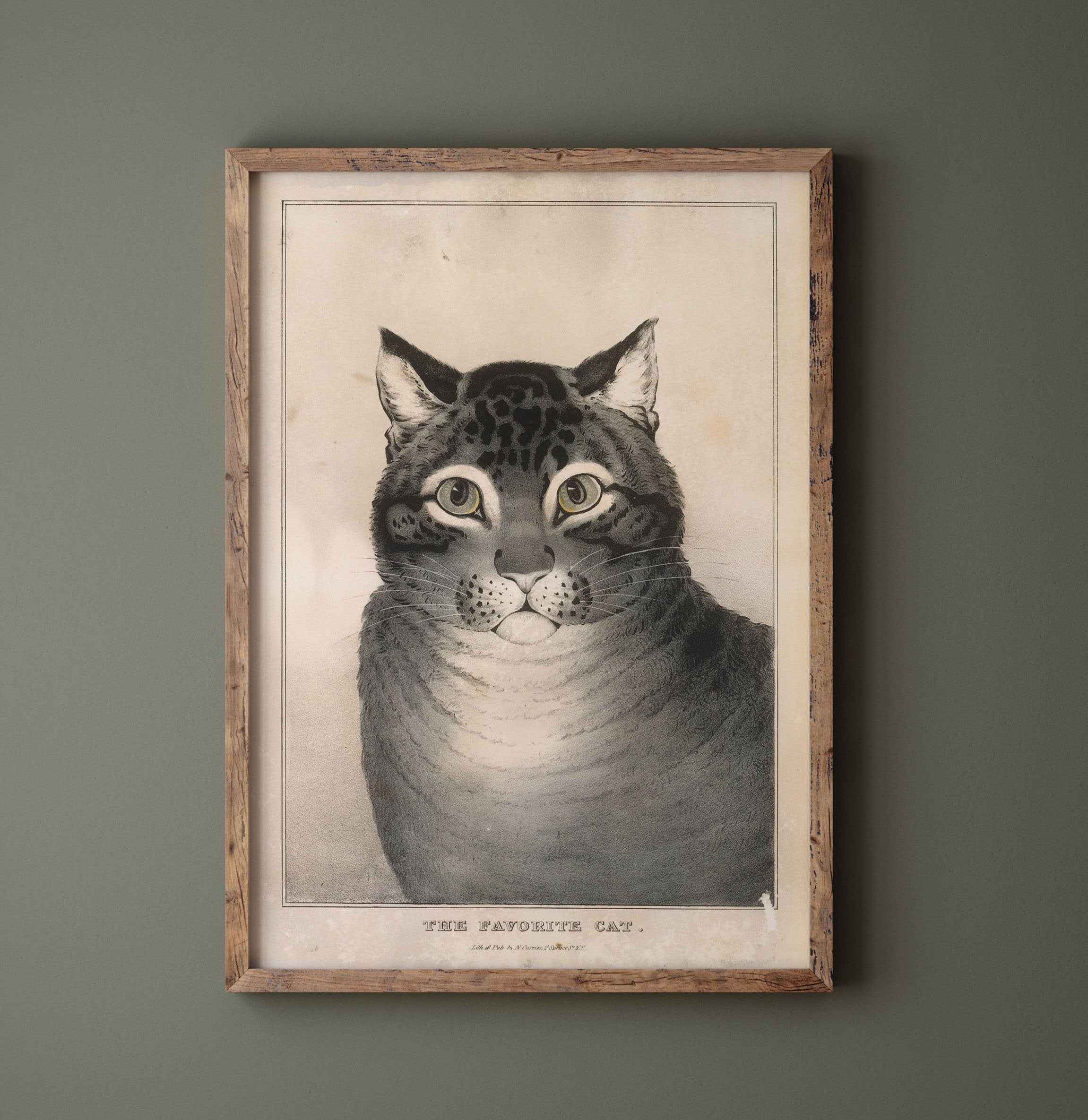 The Favorite Cat poster  Author: Nathaniel Currier 1838