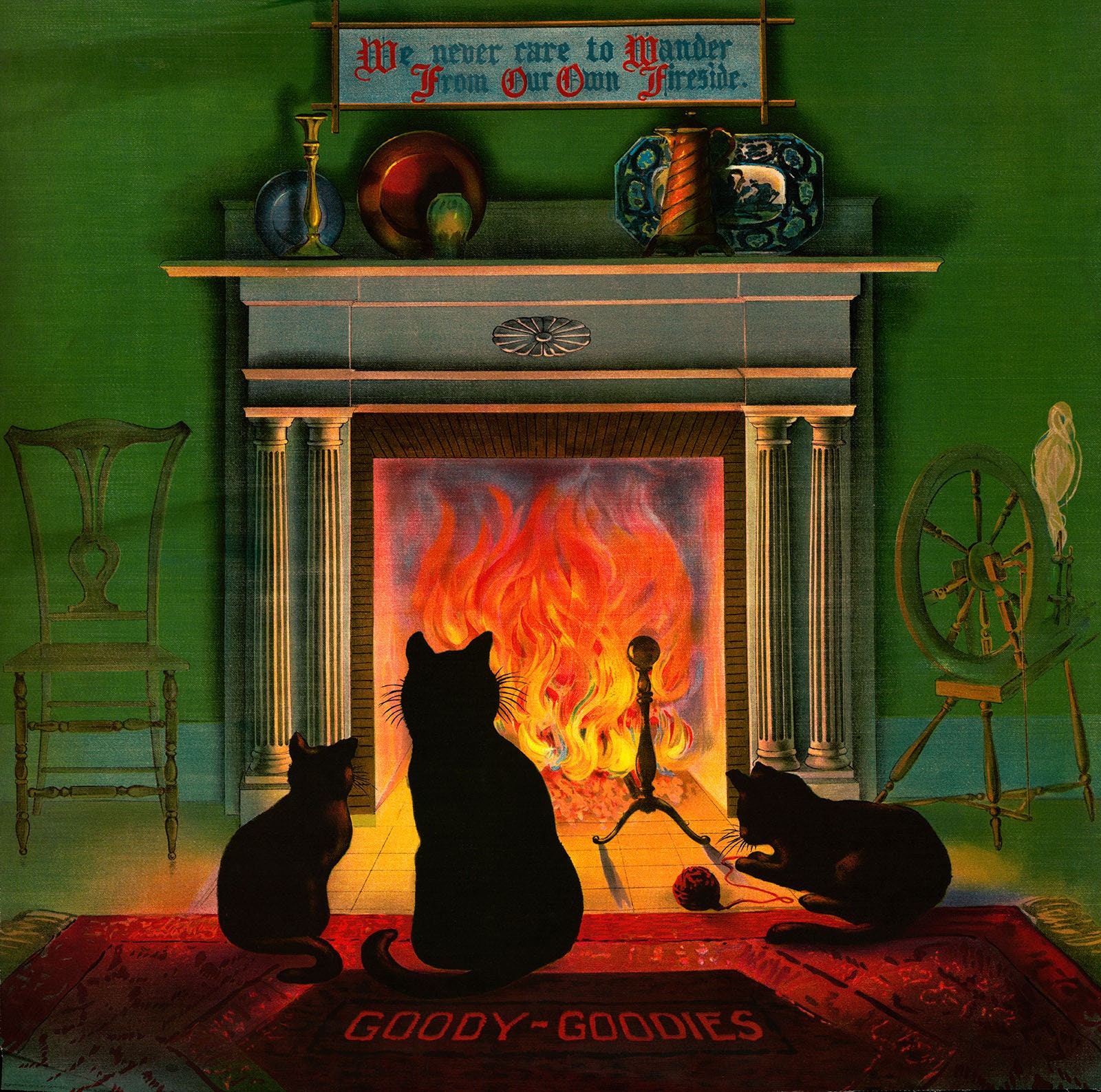 Cats in Front of Fireplace Vintage Print 1906 Poster Reproduction 