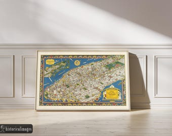 ニューヨーク市マンハッタンの古地図。1920年代のマンハッタンを再現