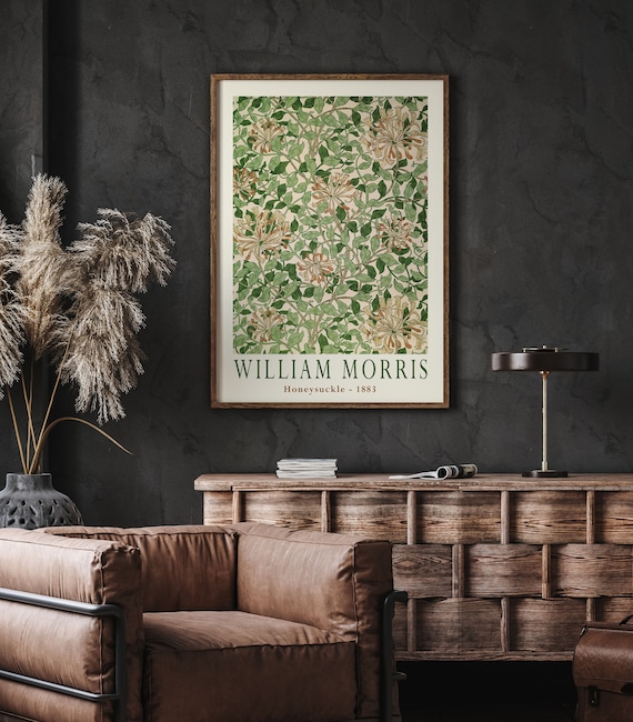 William Morris Art Print Honeysuckle Wallpaper. Vintage Flower and