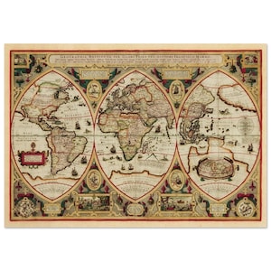 Ancient old world map of 1618. Fine art print. Remastered poster reproduction. Wallart decor