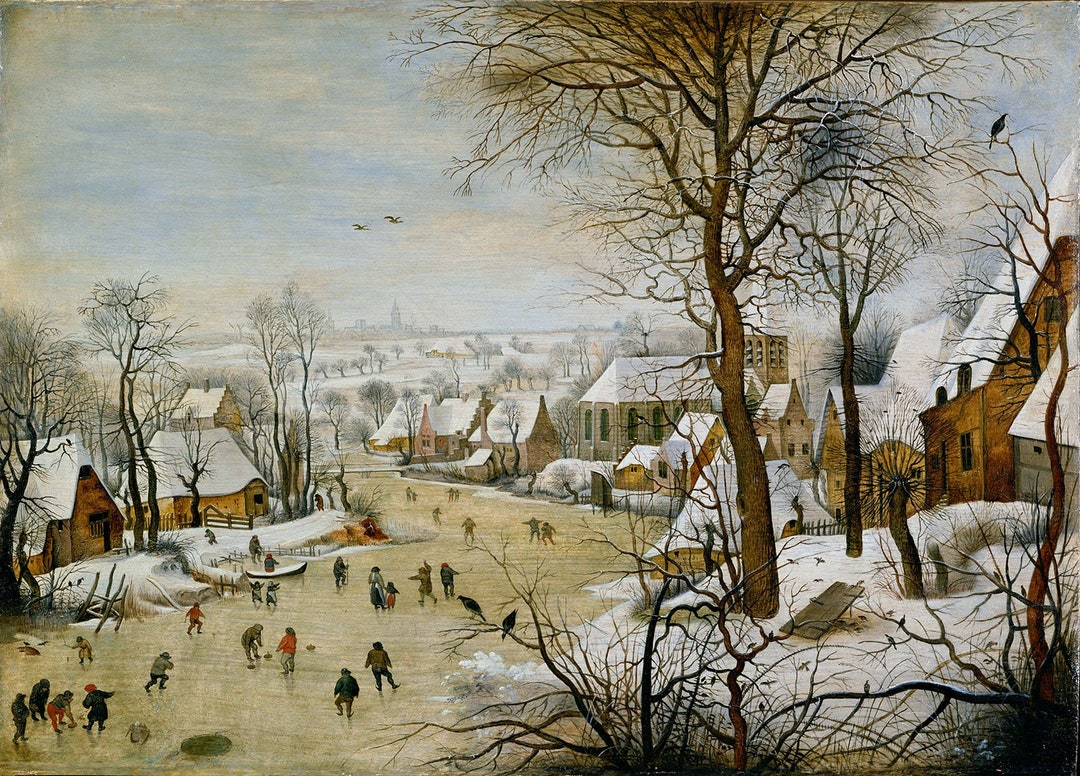 Old Painting by Pieter Brueghel the Younger. Winter Landscape With Bird ...
