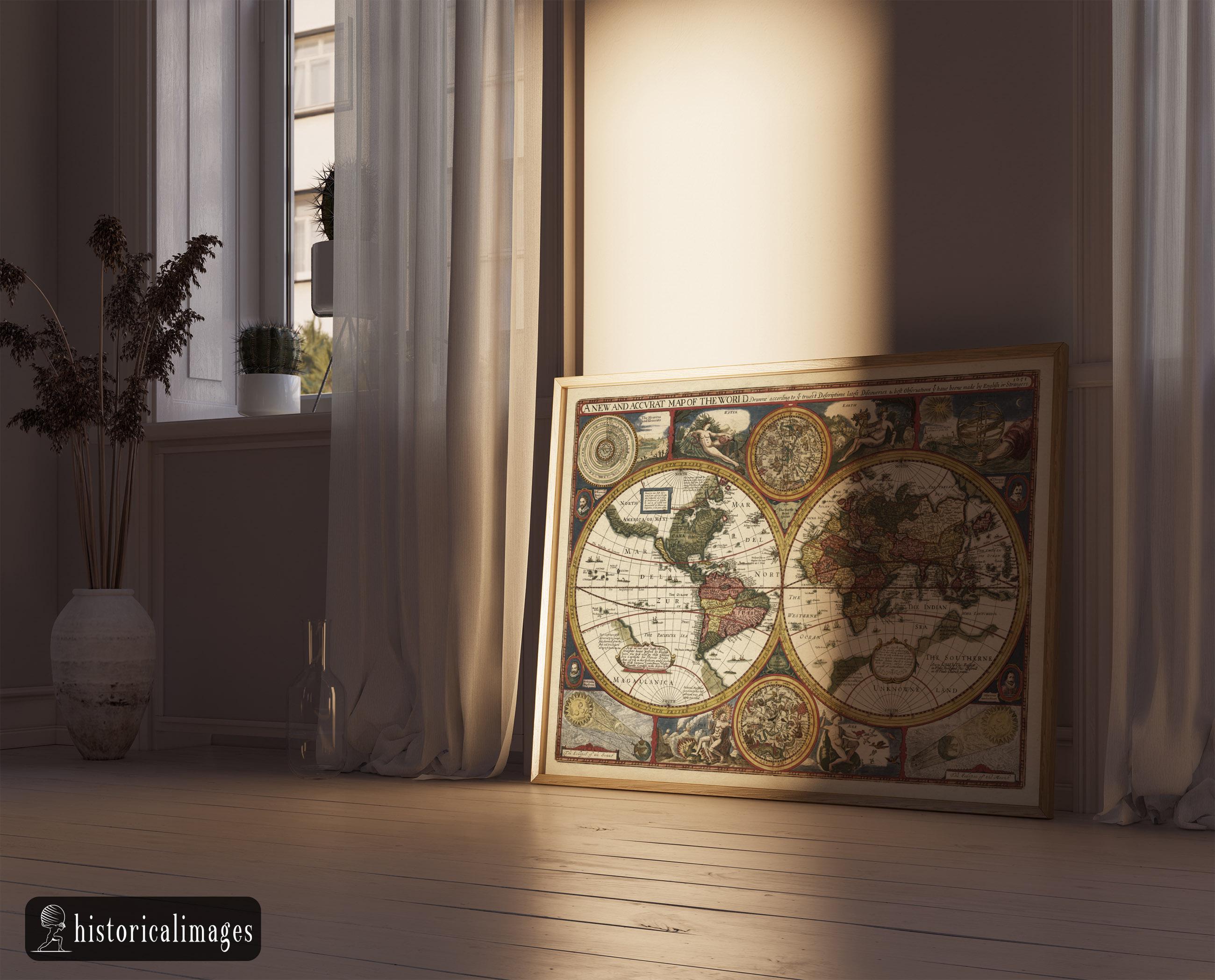 John Speed Ancient Double Hemisphere World Map. Fine Art Print - Etsy