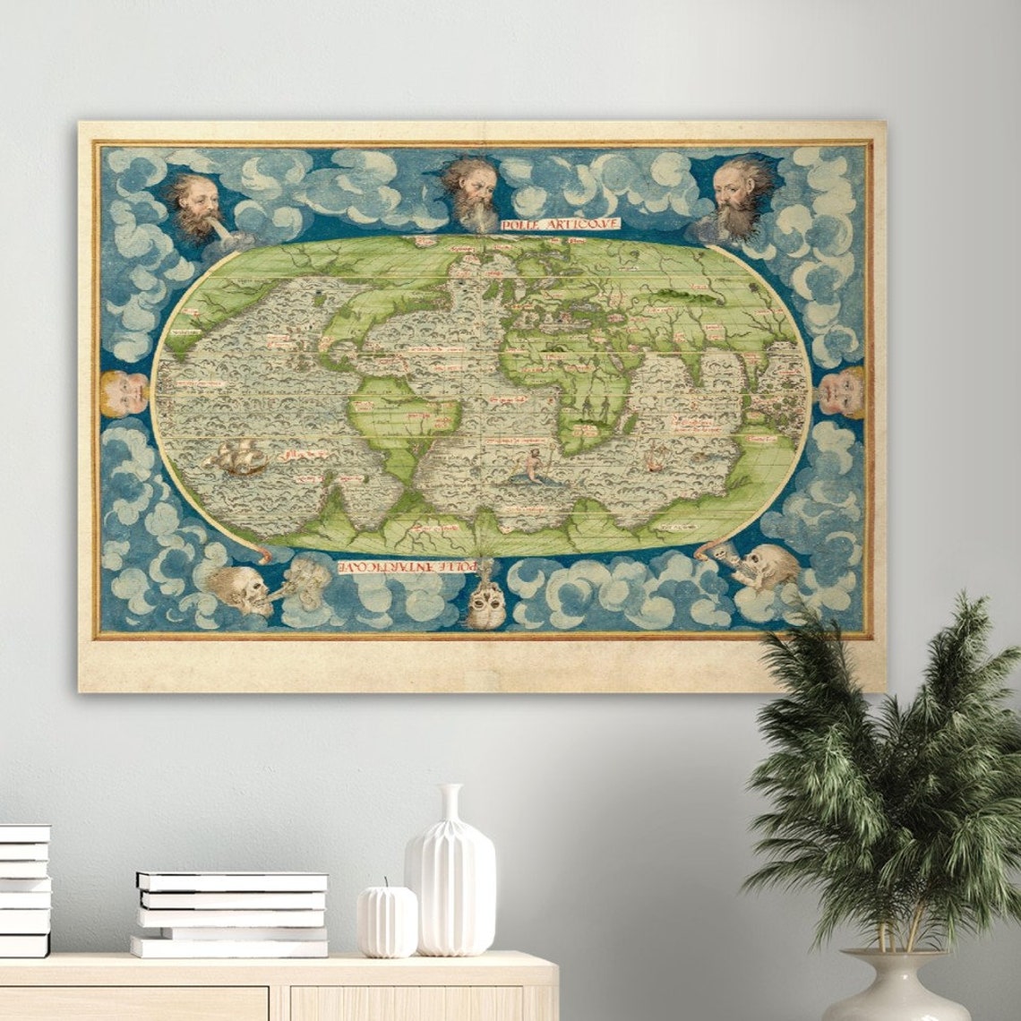Ancient Vintage Old Map of the World Poster Reproduction by Guillaume ...