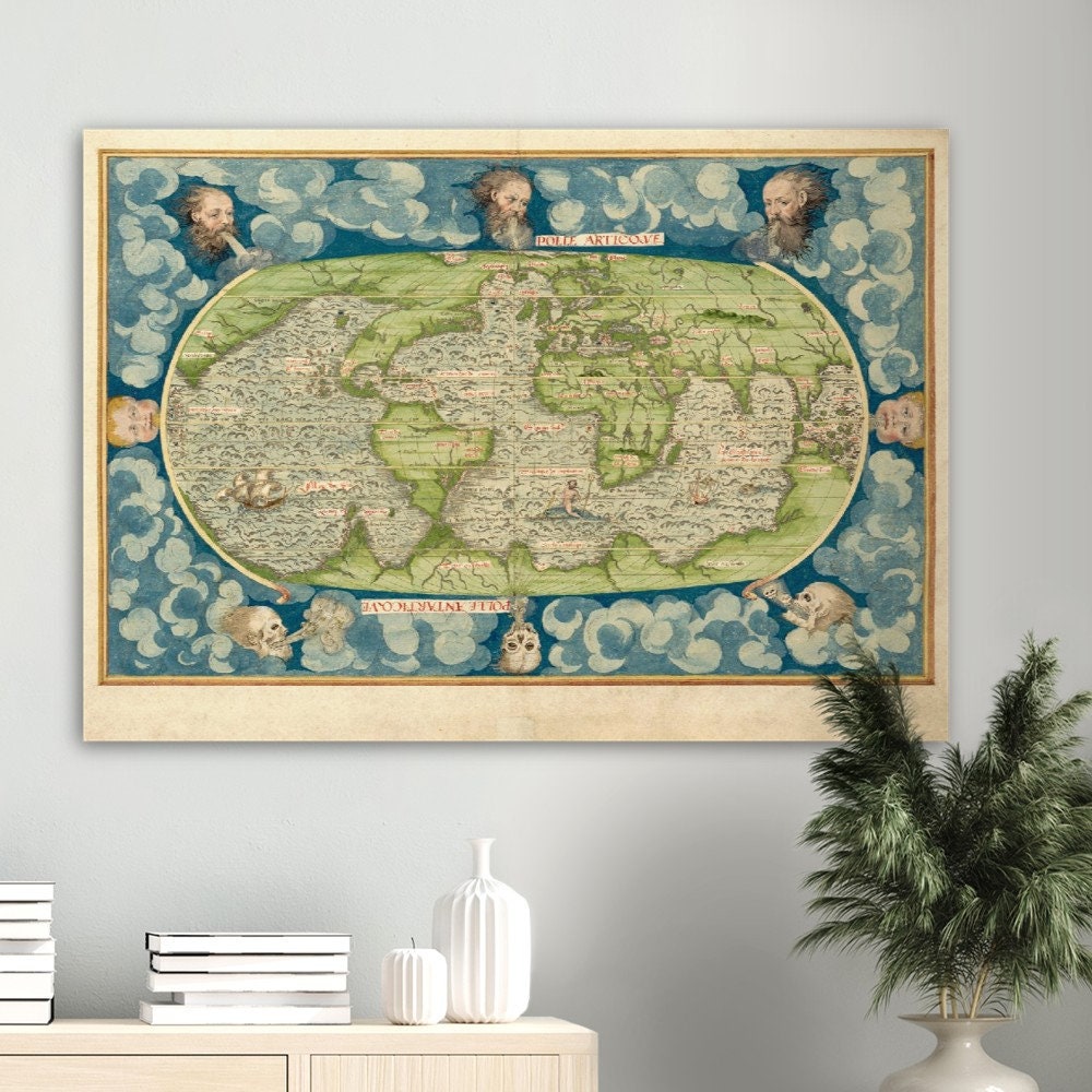 Ancient Vintage Old Map of the World Poster Reproduction by Guillaume ...