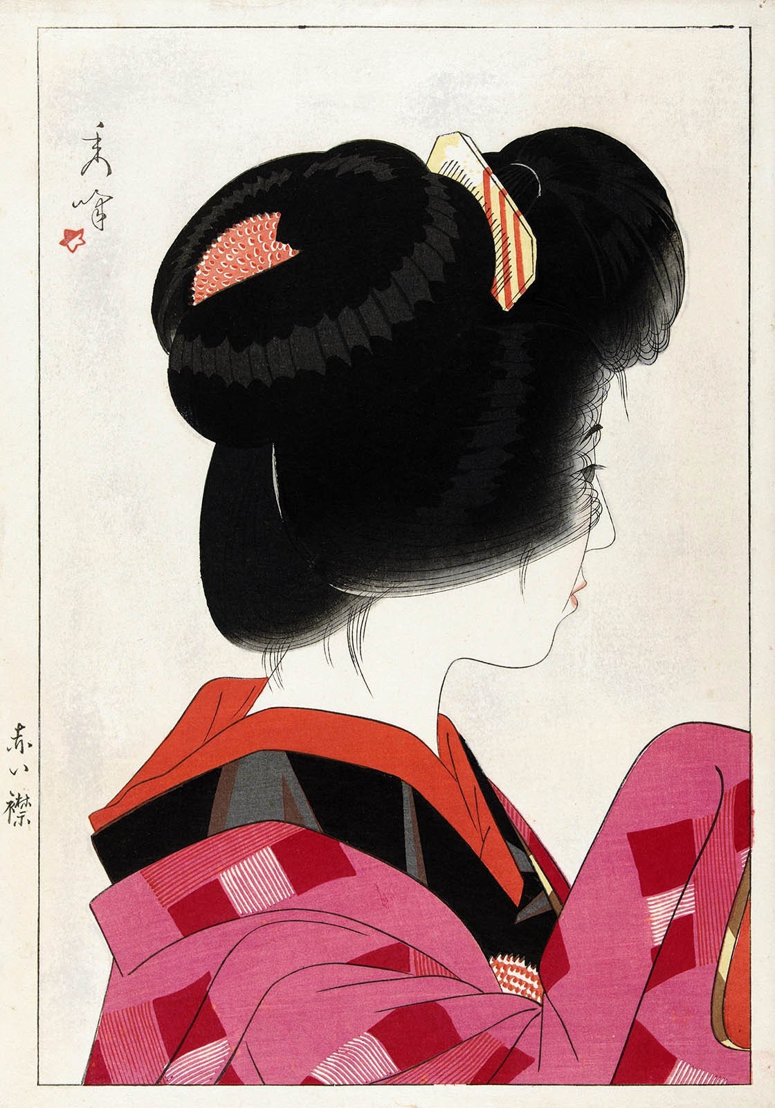 山川秀峰作「赤い首輪」1928年浮世絵複製マットポスター - Etsy 日本