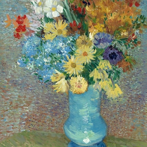 Flowers in a blue vase Vincent Van Gogh