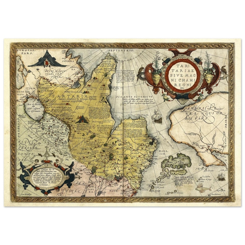 Ancient map of Tartaria by Abraham Ortelius XVI Century. Fine art print repro image 2