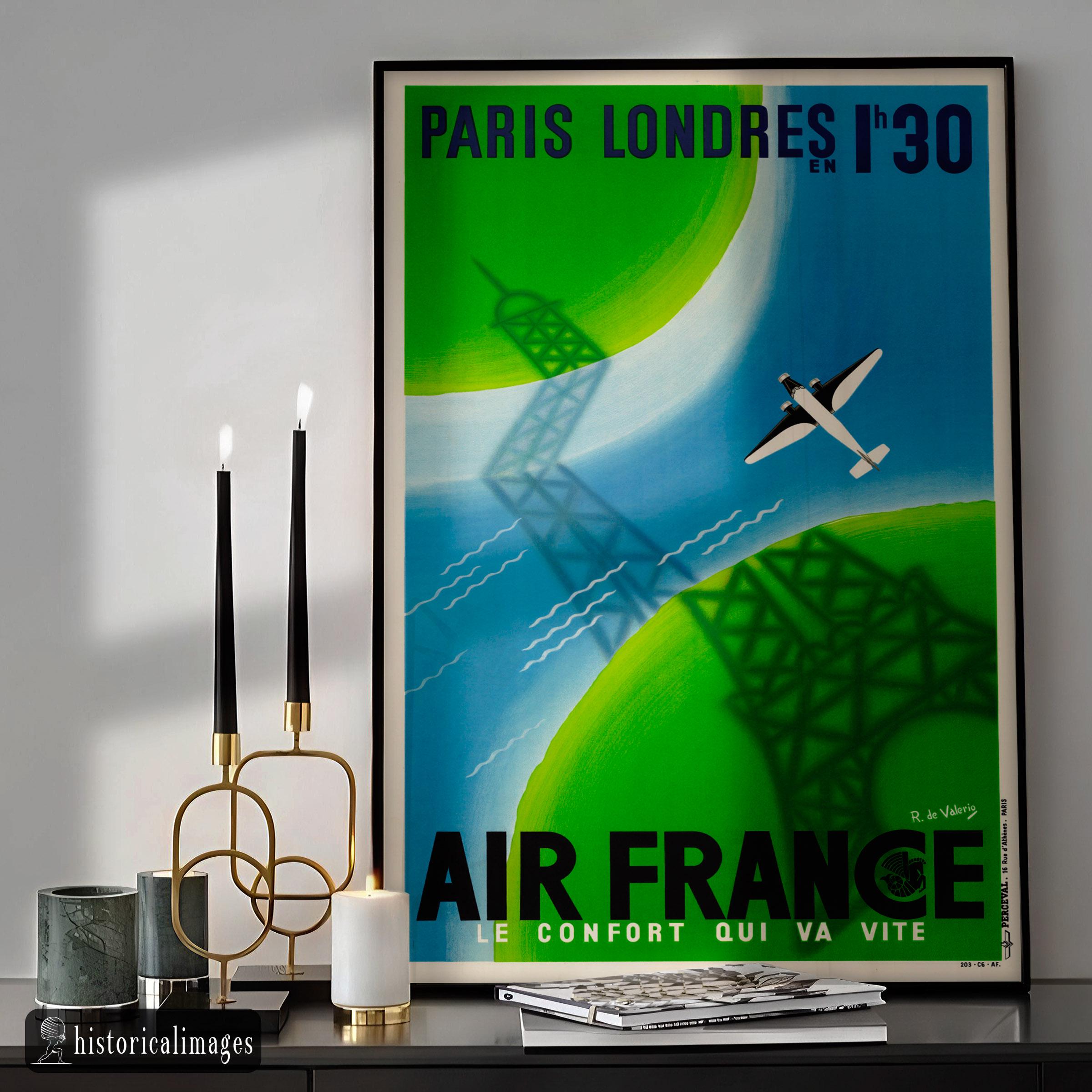 Air France Paris Londres Vintage Advertisng by Roger De Valerio 