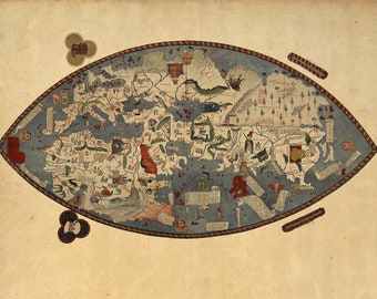 Genoese world map published in 1457 Poster reproduction