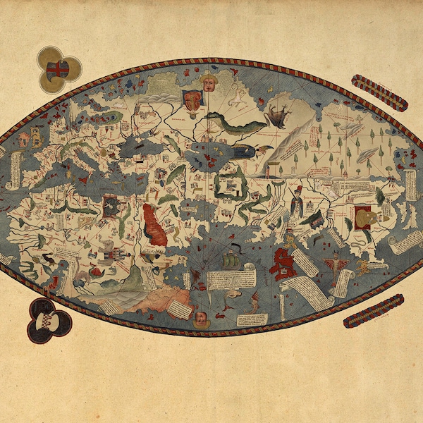 Genoese world map published in 1457 Poster reproduction