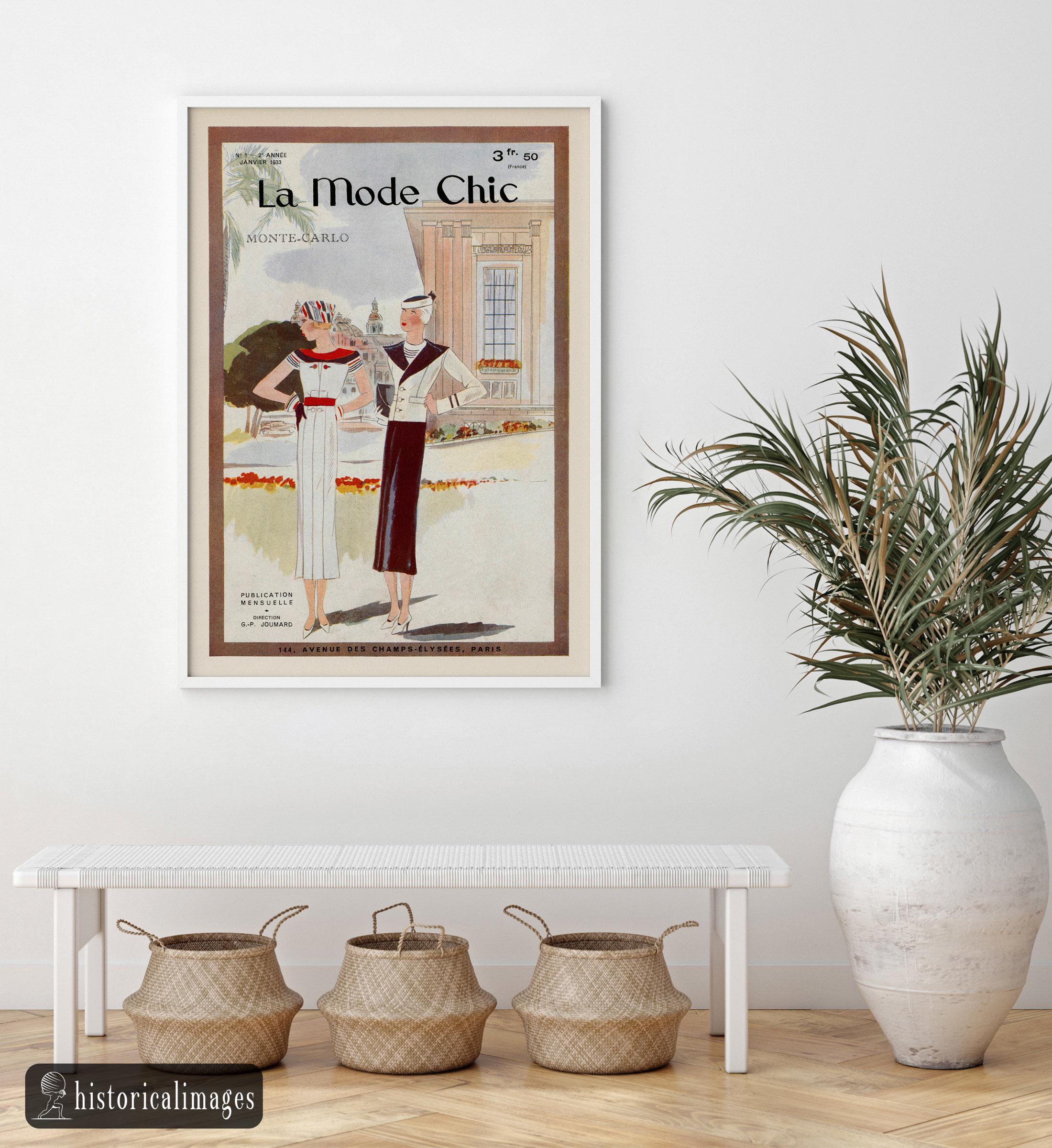 La Mode Chic Vintage French Fashion Magazine Cover 1933. Wallart