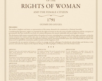 Declaration of the Rights of Woman and the Female Citizen by Olympe de Gouges print