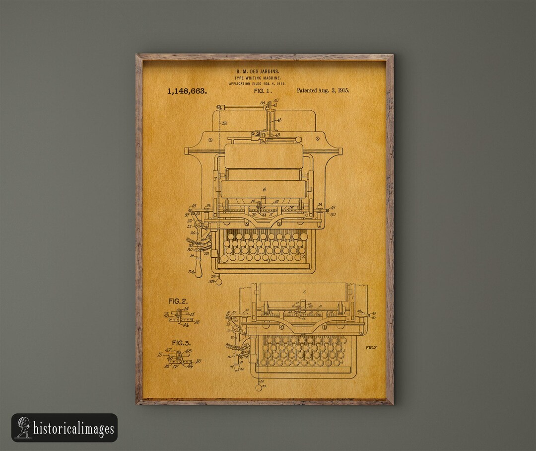 Practical Type Writing Machine Vintage Type Writing Machine Patent. Matte Print - Etsy