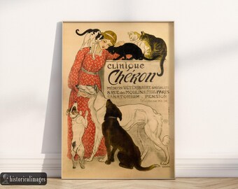 Theophile Steinlen Clinique Cheron. Beautiful Vintage Poster
