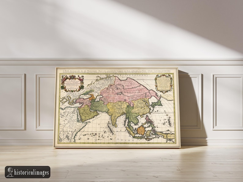 Asia ancient map by Alexis-Hubert Jaillot museum art print - Etsy Portugal