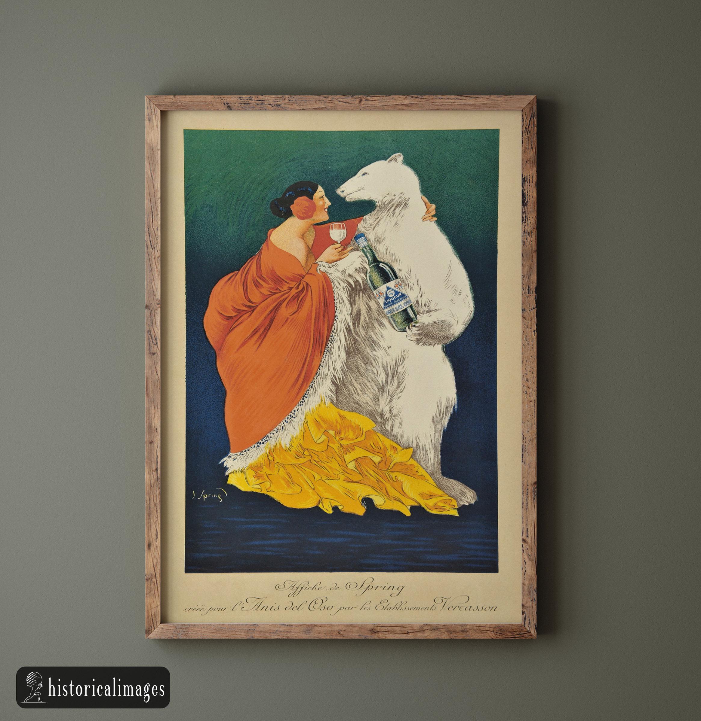 Anis Del Oso Liqueur Vintage Art Nouveau Advertising. Wall Art