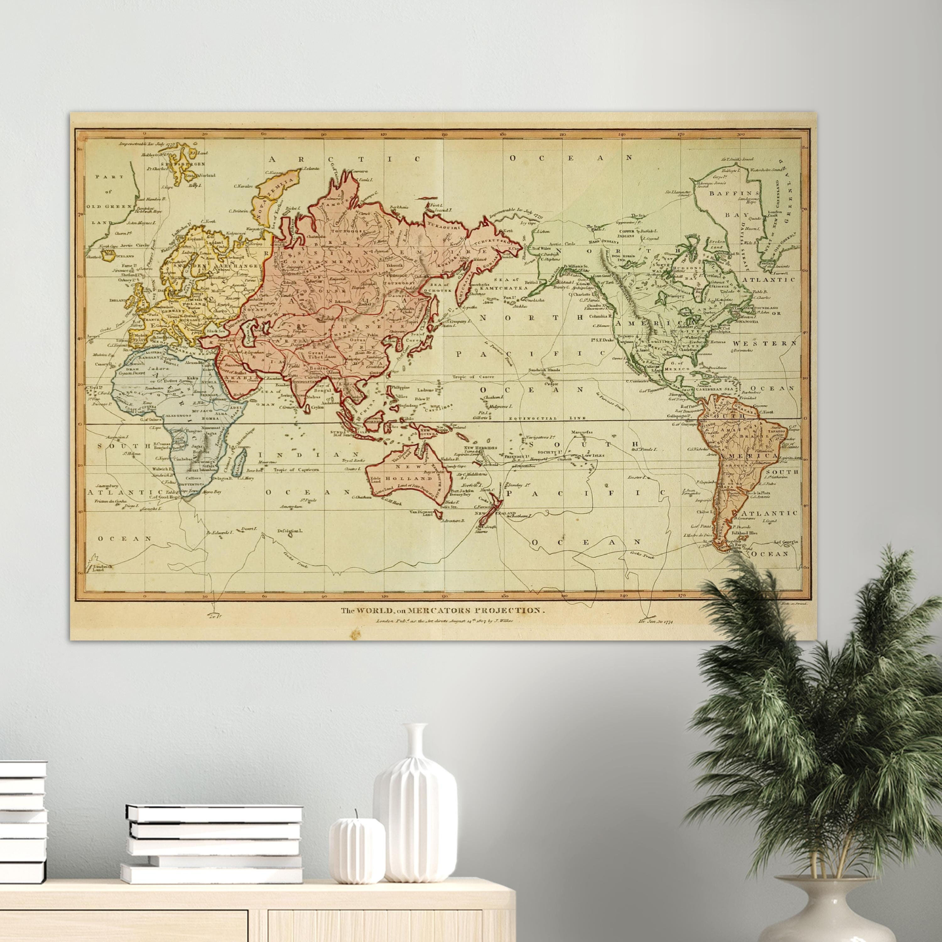 古代世界地図 メルカトル図法による世界地図複製ポスター - Etsy 日本