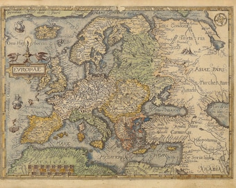 Old map poster of Europe Itinerarium orbis christiani by Michael Freiherr von Aitzing