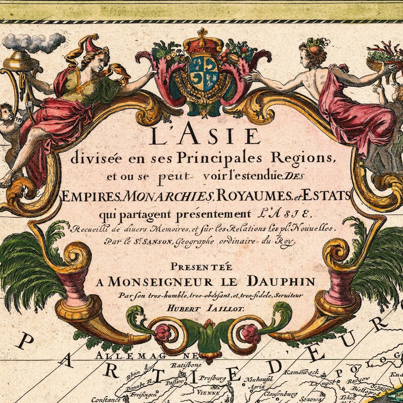 Asia ancient map by Alexis-Hubert Jaillot museum art print - Etsy Portugal