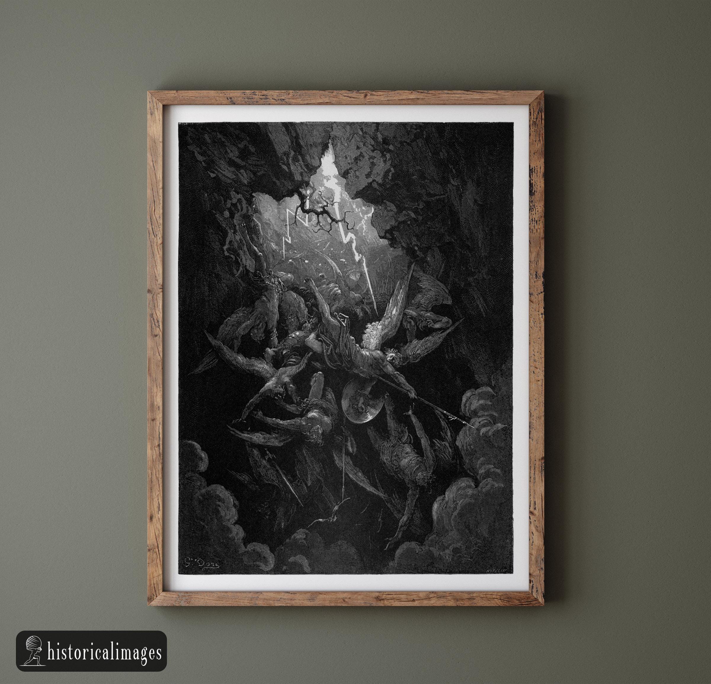 Gustave Dore Paradise Lost Engraving Print Reproduction. Satan and His ...