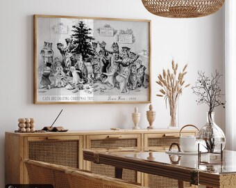 ルイス・ウェイン作「クリスマスツリーを飾る猫たち」1906年ポスター