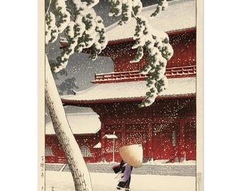 Zojoji Temple in Shiba  by Kawase Hasui japanese woodblock Twenty Views of Tokyo print reproduction
