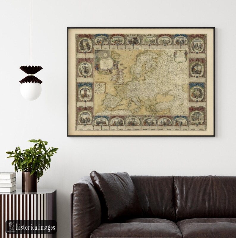 Ancient Antique Map of Europe. the Map is Devided in Empires and Realms ...