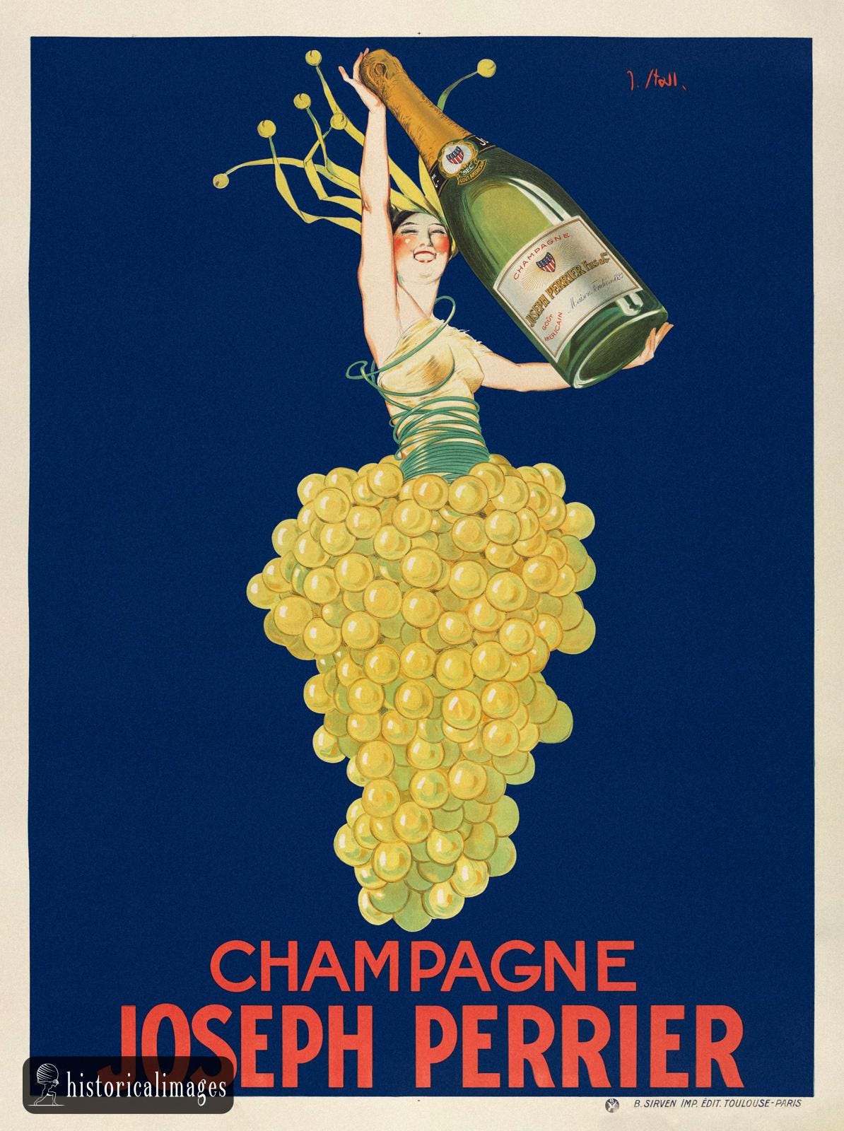 Joseph Stall Champagne Joseph Perrier Vintage Poster Repro. Wall