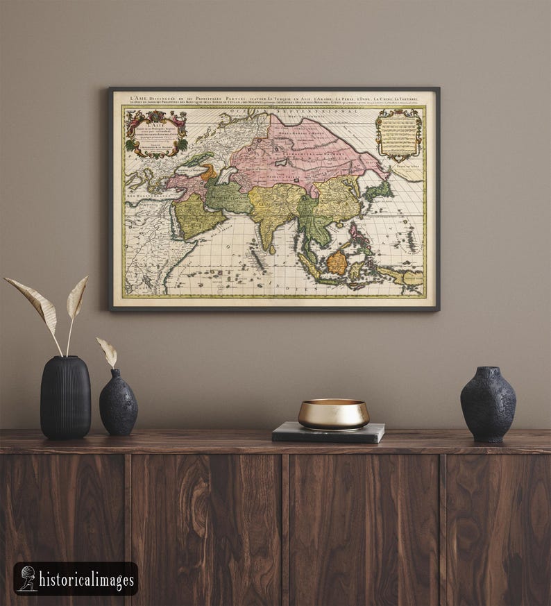 Asia ancient map by Alexis-Hubert Jaillot museum art print - Etsy Portugal