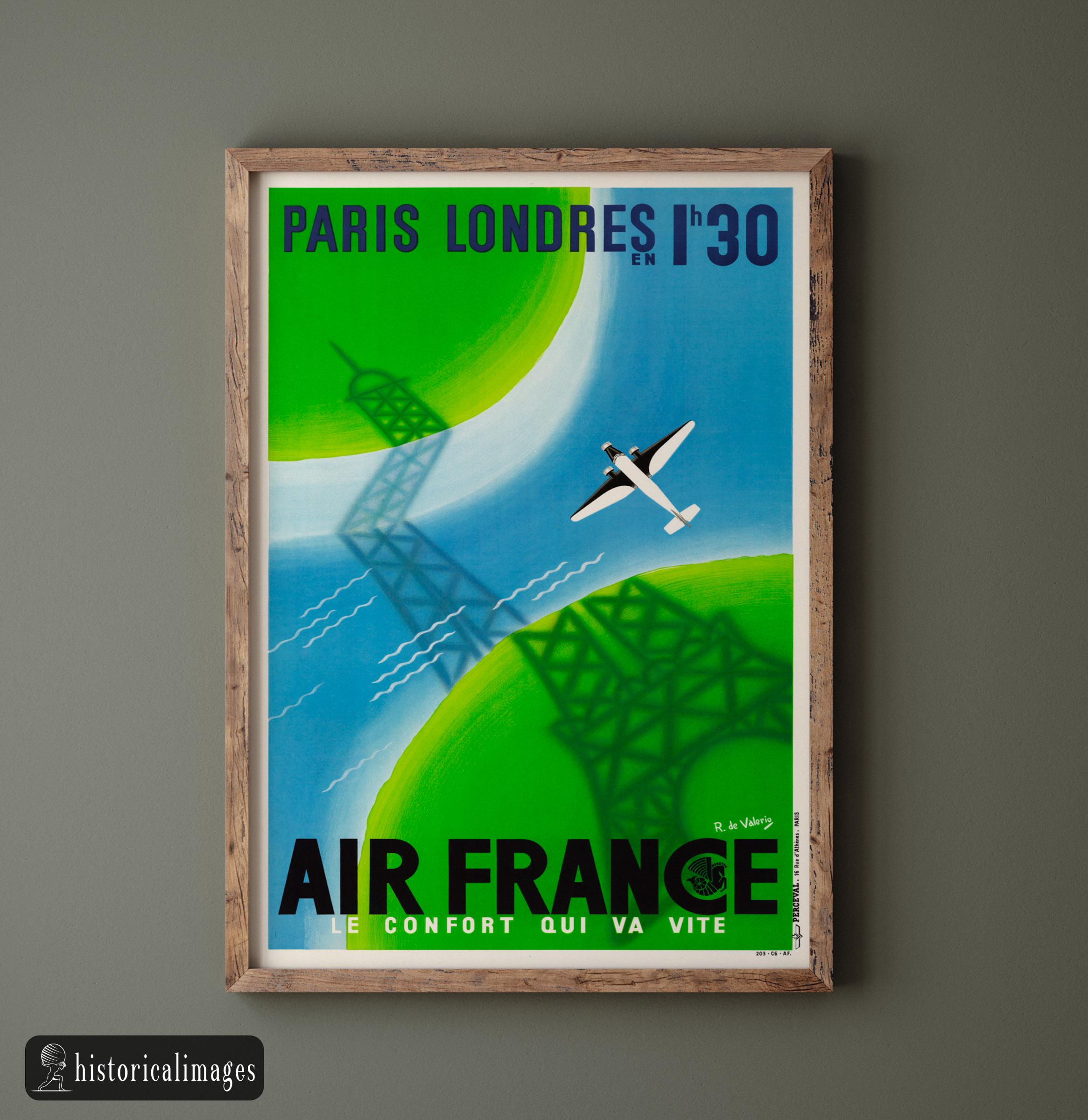 Air France Paris Londres Vintage Advertisng by Roger De Valerio 