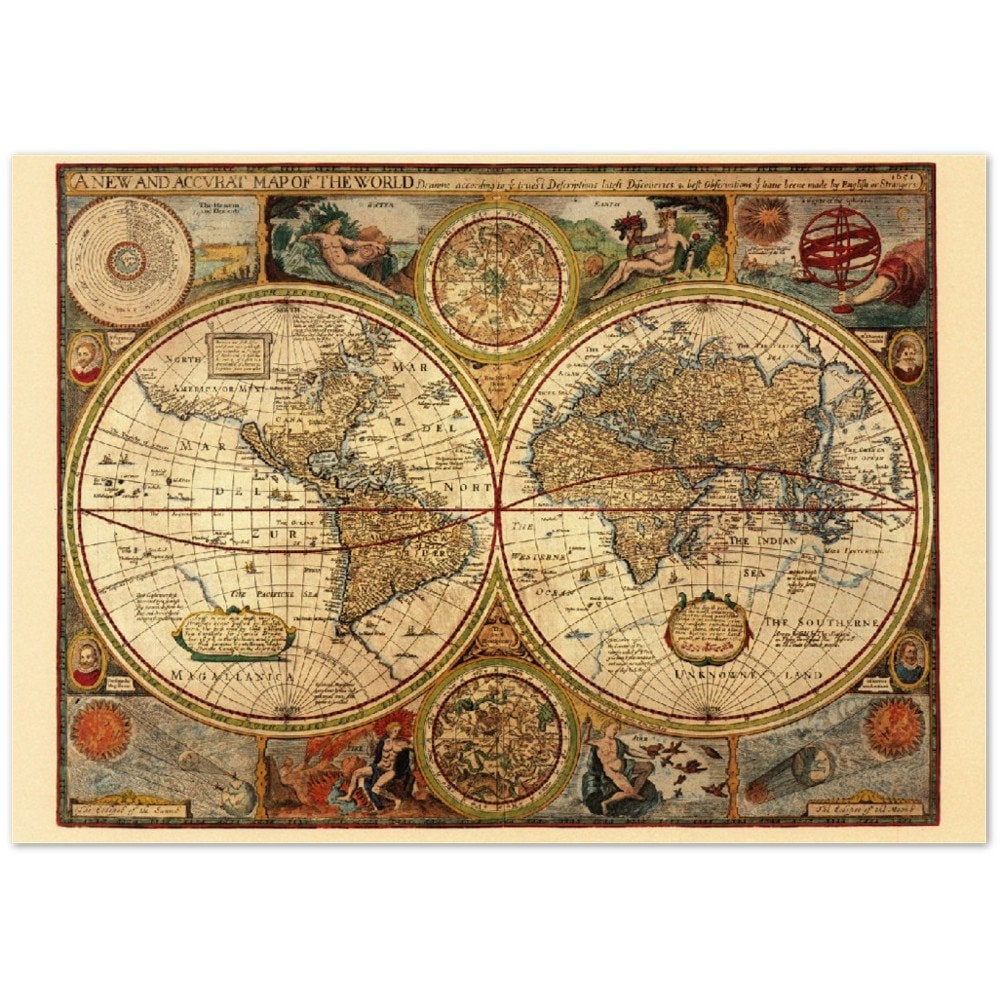 1651 Ancient World Map Poster Reproduction - Etsy UK