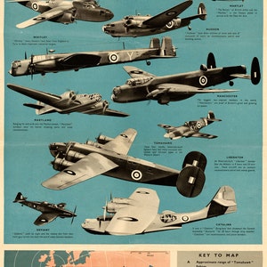 Aircraft of the R.A.F II Warplanes of the British Air Force II World War poster 60x90cm 24x36&quot;