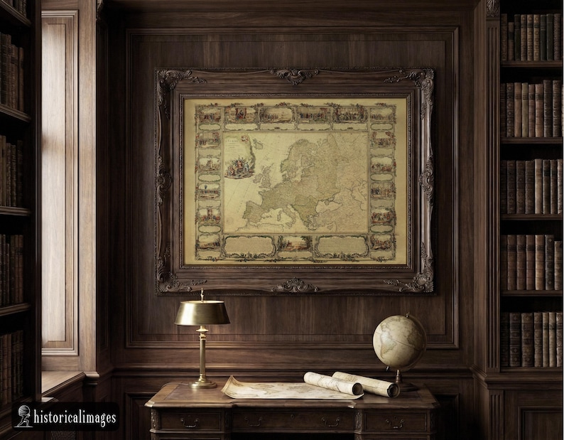 Ancient Old Map of Europe. Fine Art Print and Canvas of Antique ...
