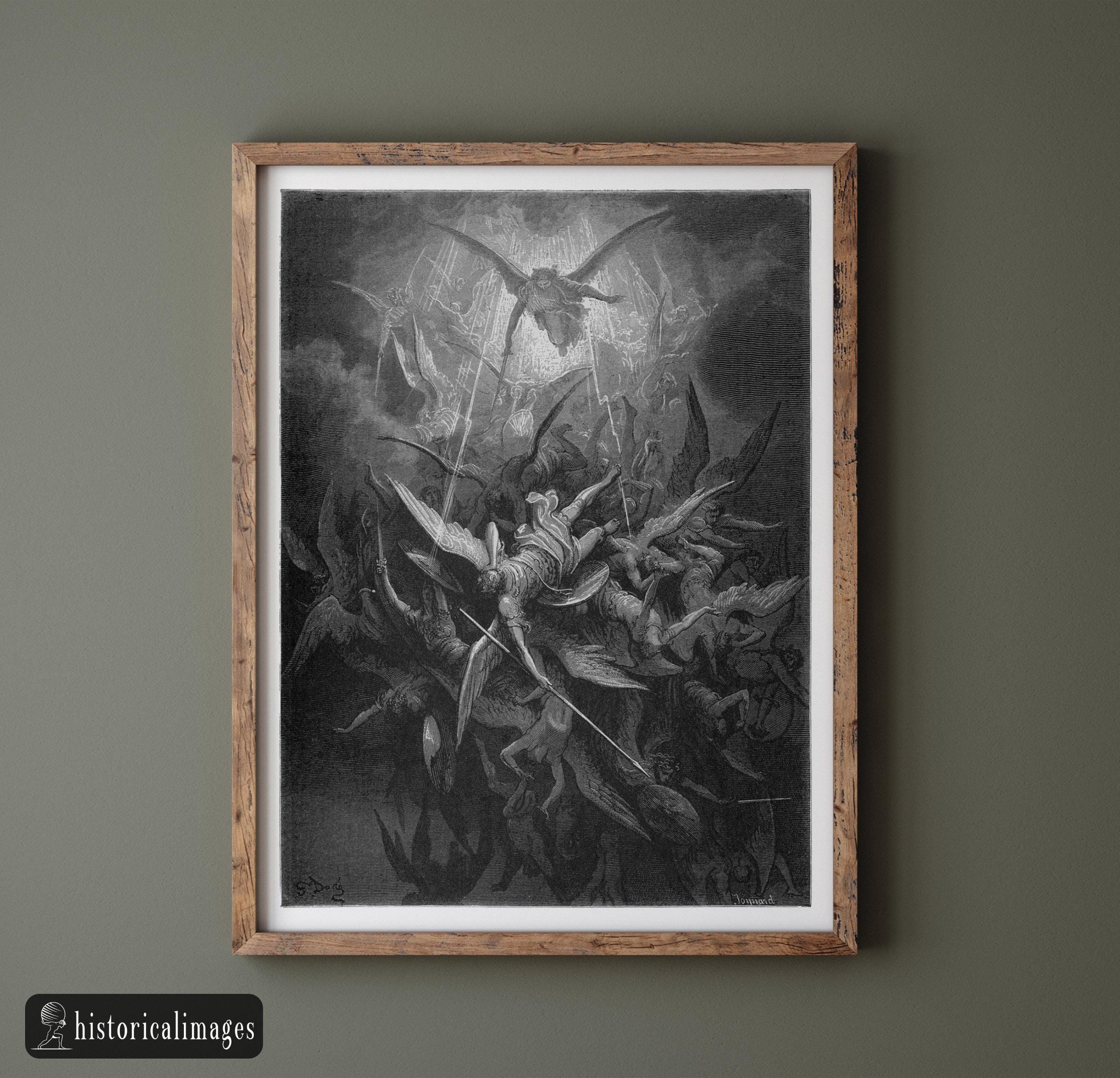 Gustave Dore Paradise Lost Engraving Print Reproduction. Dawnfall