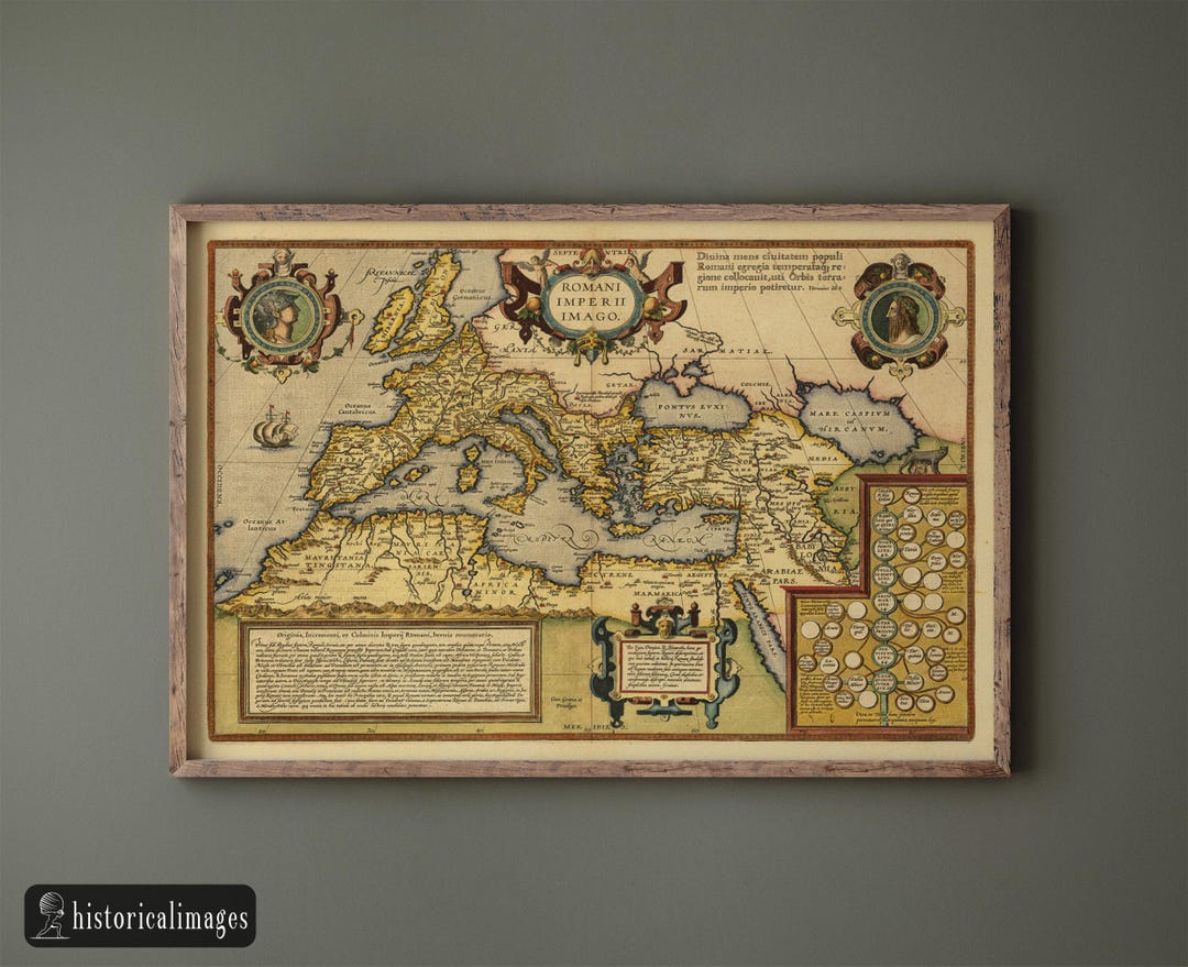 Old Map of the Roman Empire by Abraham Ortelius . Poster Vintage ...