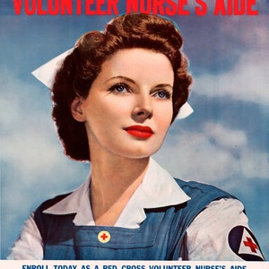 Volunteer nurse&#39;s aide vintage II World War poster