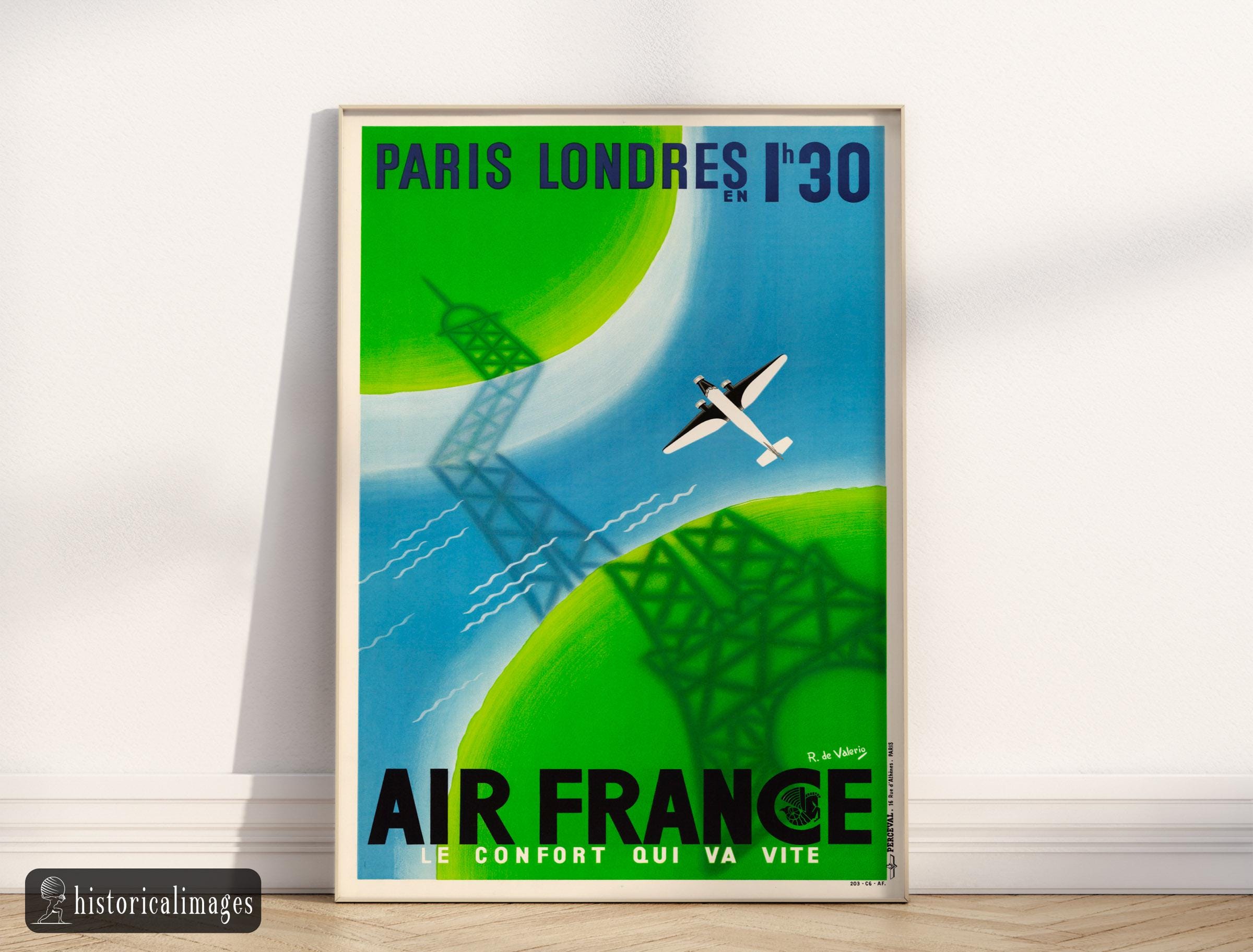 Air France Paris Londres Vintage Advertisng by Roger De Valerio