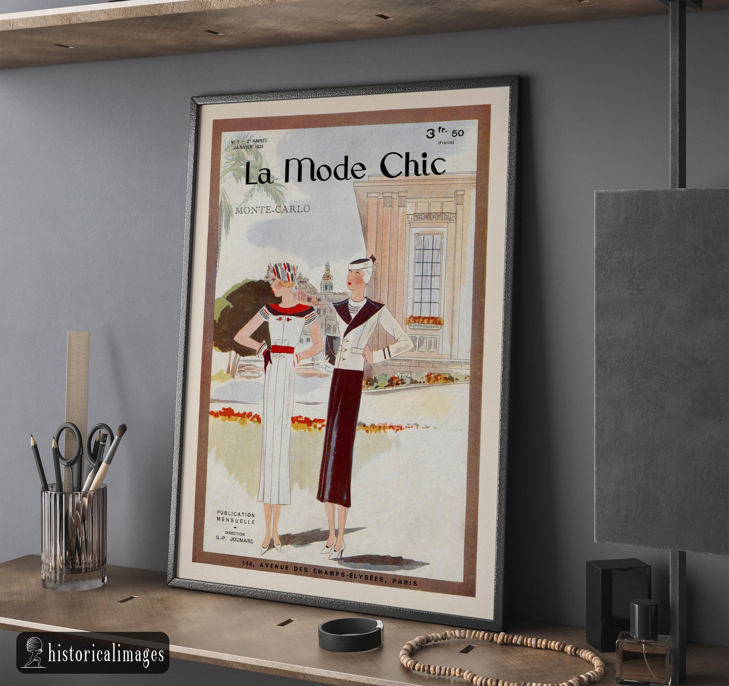 La Mode Chic Vintage French Fashion Magazine Cover 1933. Wallart