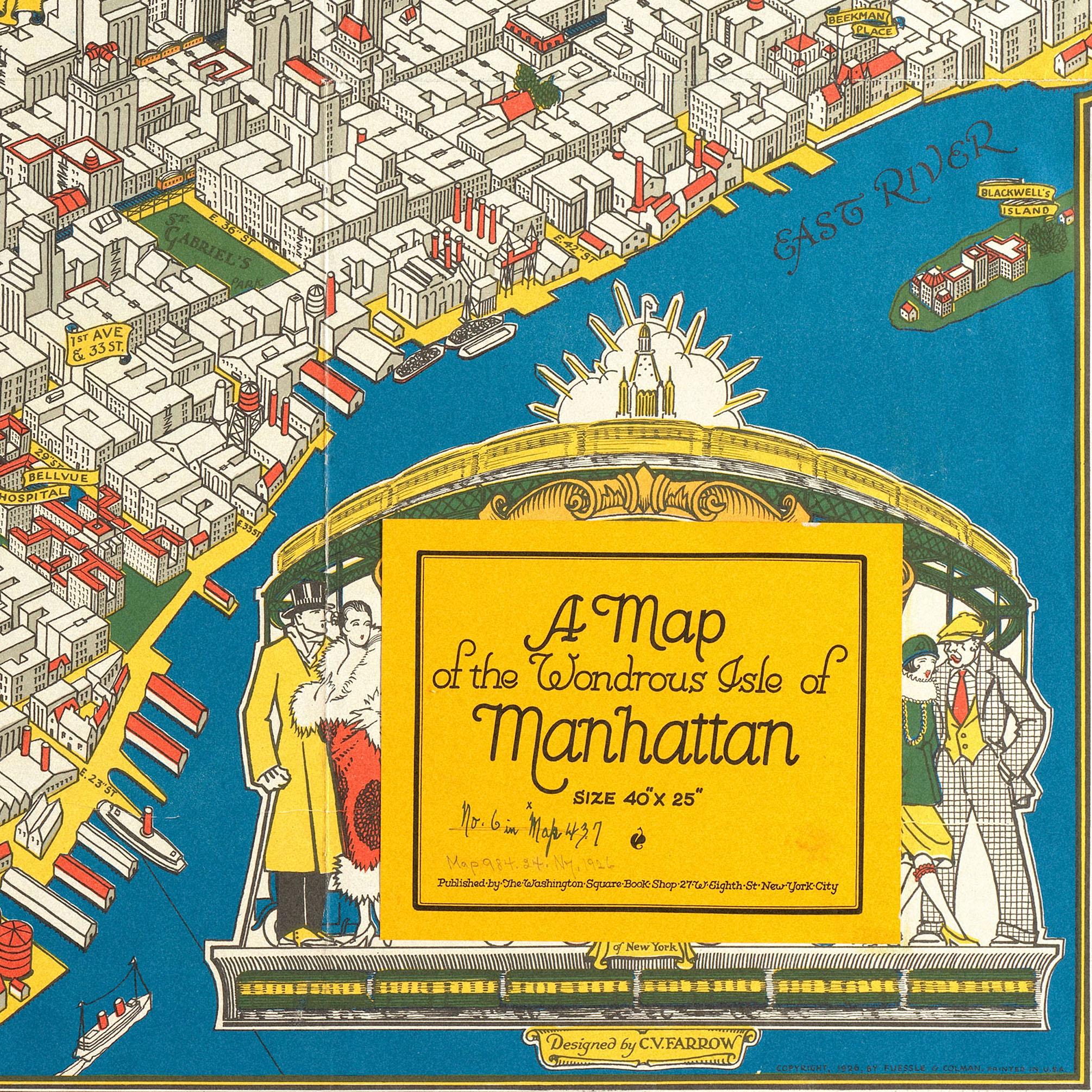 ニューヨーク市マンハッタンの古地図。1920年代のマンハッタンを再現