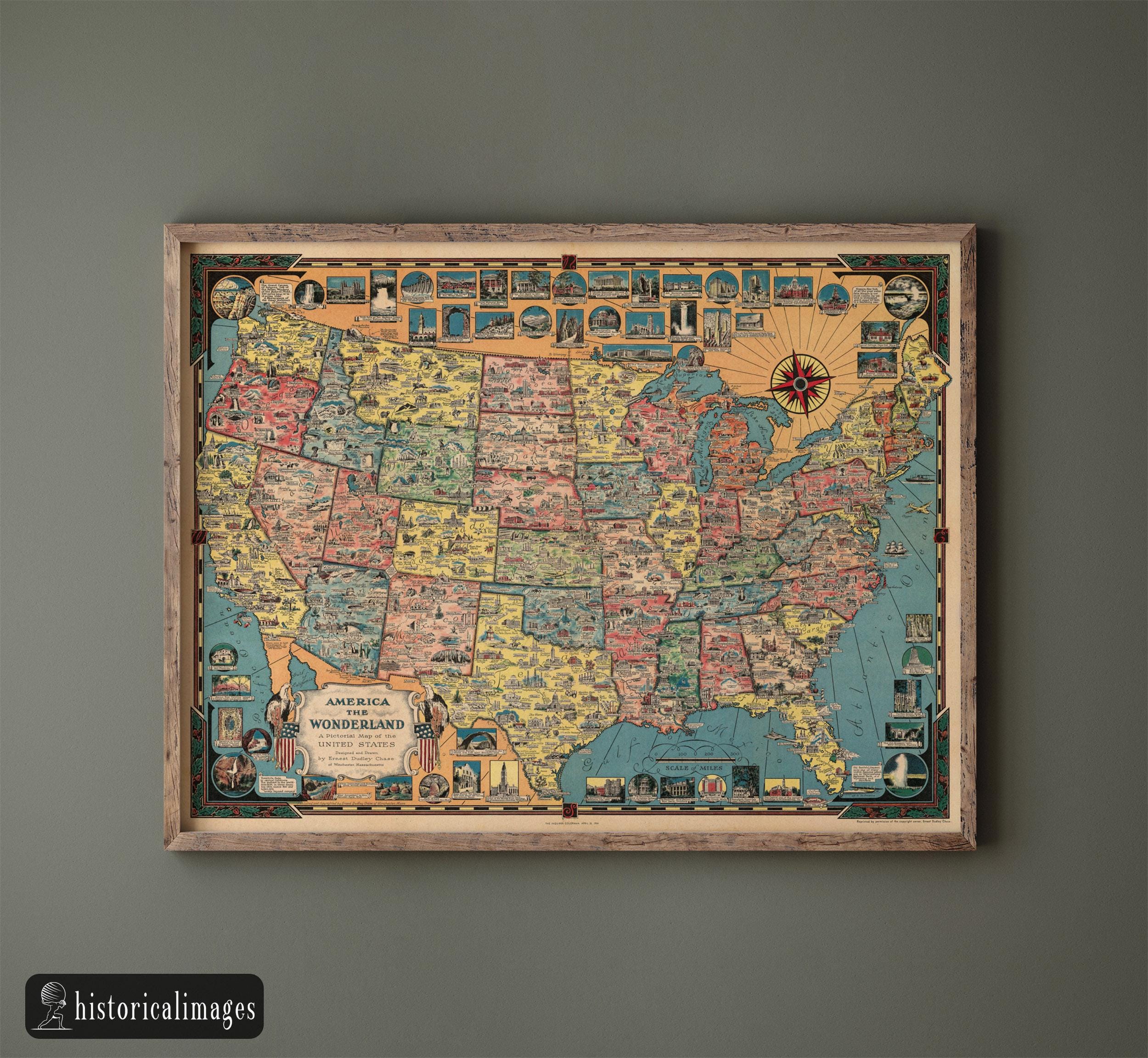 America the Wonderland: A Pictorial Map of the United States by