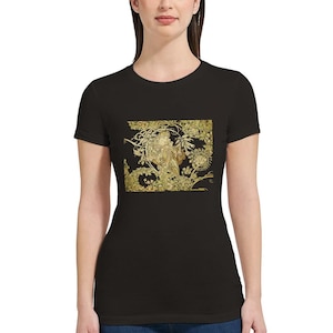 Art Nouveau Alphonse Mucha female t-shirt for woman. Premium Short sleeve tee shirt. Vintage retro