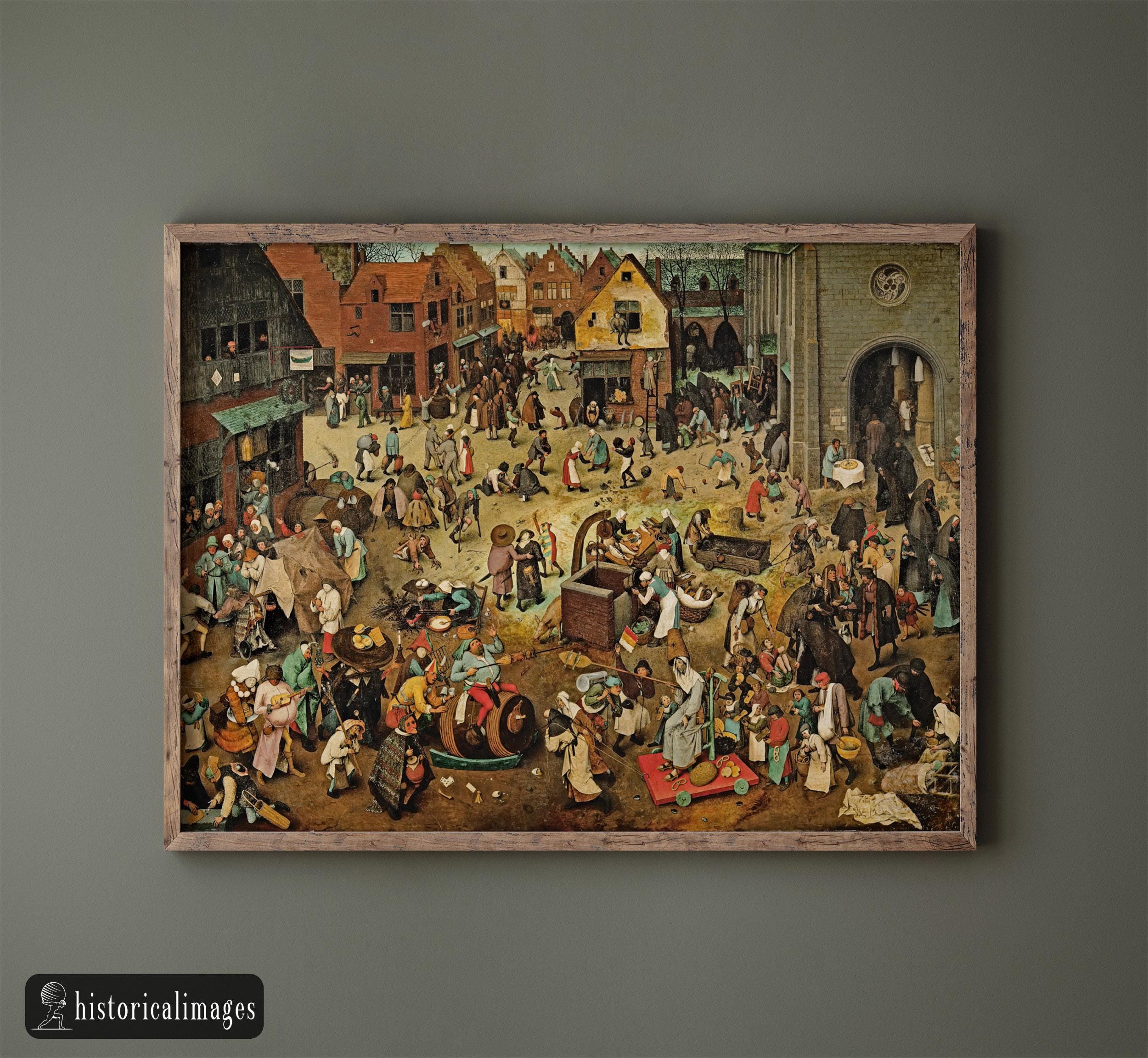 The Fight Between Carnival and Lent Old Painting by Pieter
