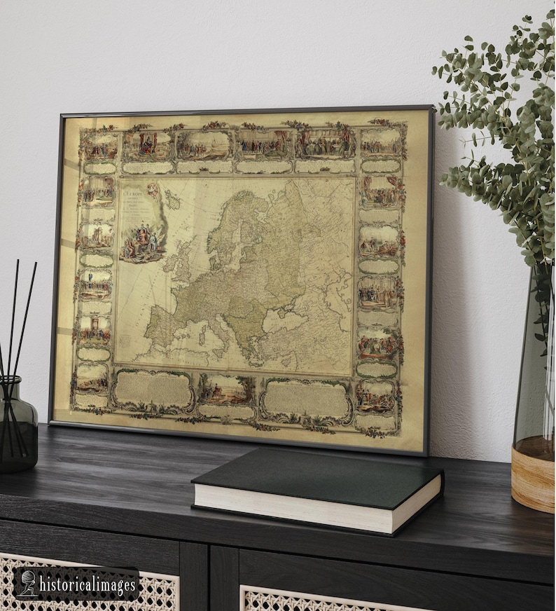 Ancient Old Map of Europe. Fine Art Print and Canvas of Antique ...